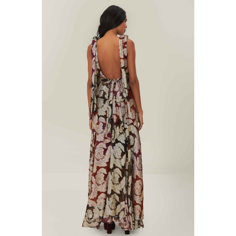 Anthropologie FARM RIO Sleeveless V-Neck Jacquard Lurex A-Line Maxi Dress M $448 - Picture 8 of 12